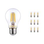 Mehrfachpackung 10x Noxion Lucent LED E27 Birne Fadenlampe Klar 8.5W 1055lm - 827 Extra Warmweiß - Ersatz für 75W